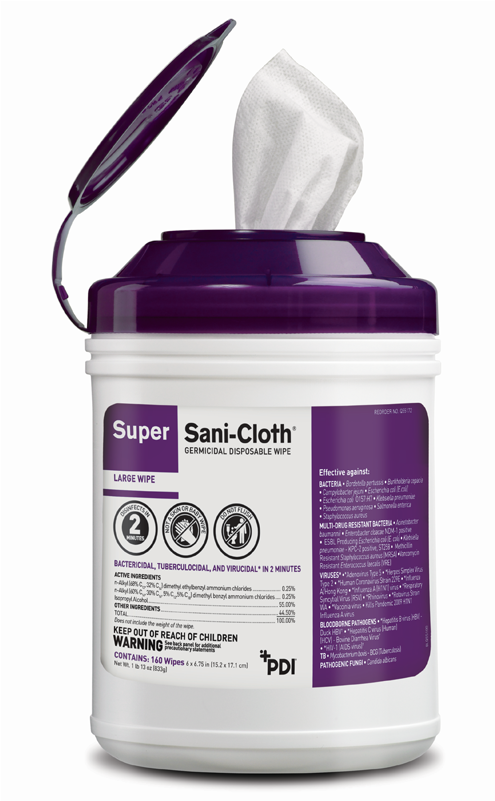 Pdi Super Sani-cloth® Germicidal Disposable Wipe, Large, - Super Sani Cloth (800x800), Png Download