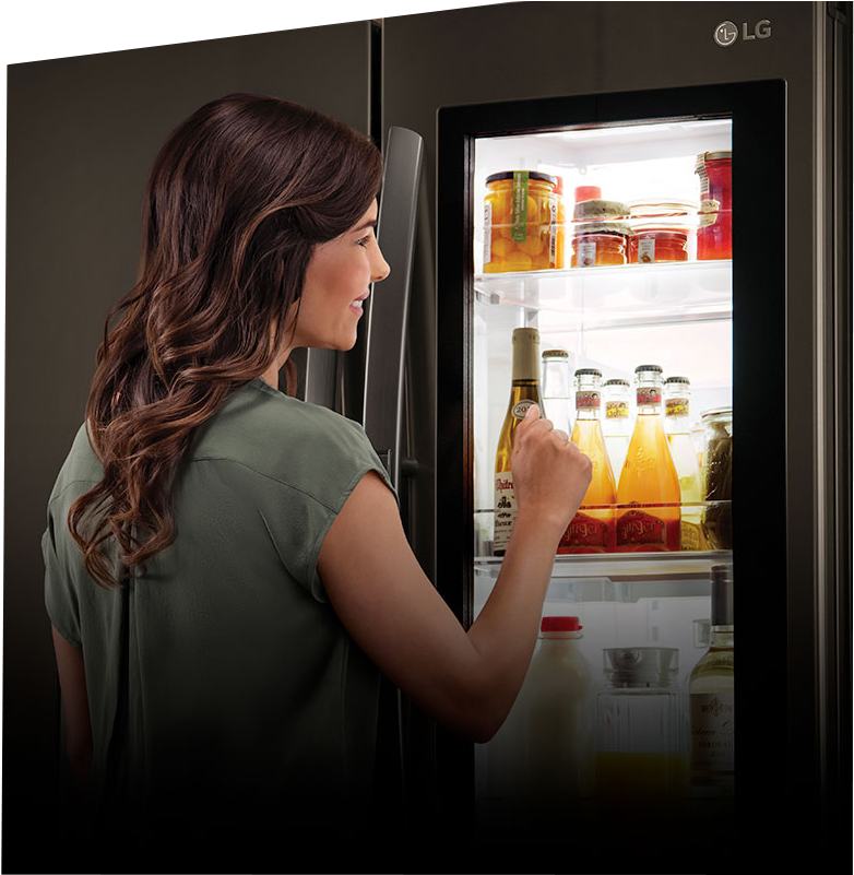 American Style Fridge Freezer - Lodówka Z Przezroczystymi Drzwiami Lg (1600x800), Png Download