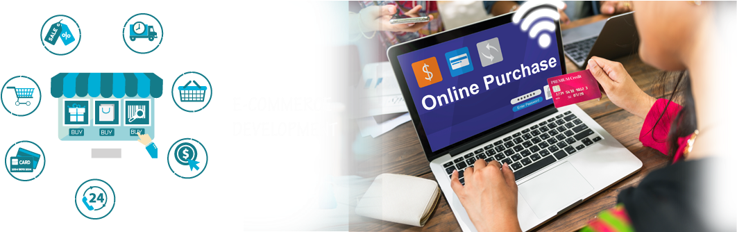 E Commerce Development - Online Purchasing (1126x333), Png Download