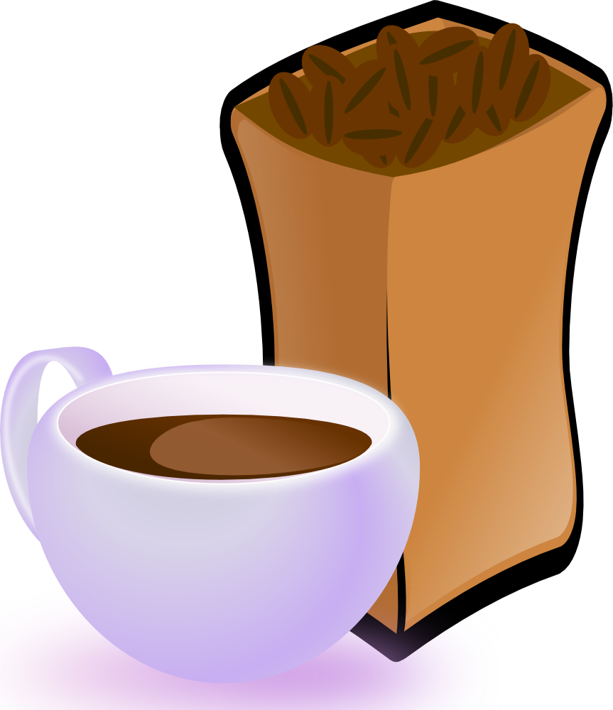 Cup Of Coffee With Sack Of Coffee Beans - Coffee Beans Clip Art (863x1000), Png Download
