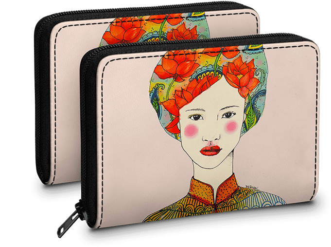 Dailyobjects Lotus Girl Zipper Slim Card & Coin Wallet - Wallet (900x900), Png Download