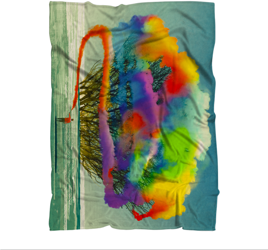 Man Draws Abstract Tree With Colourful Smoke Flare (900x900), Png Download