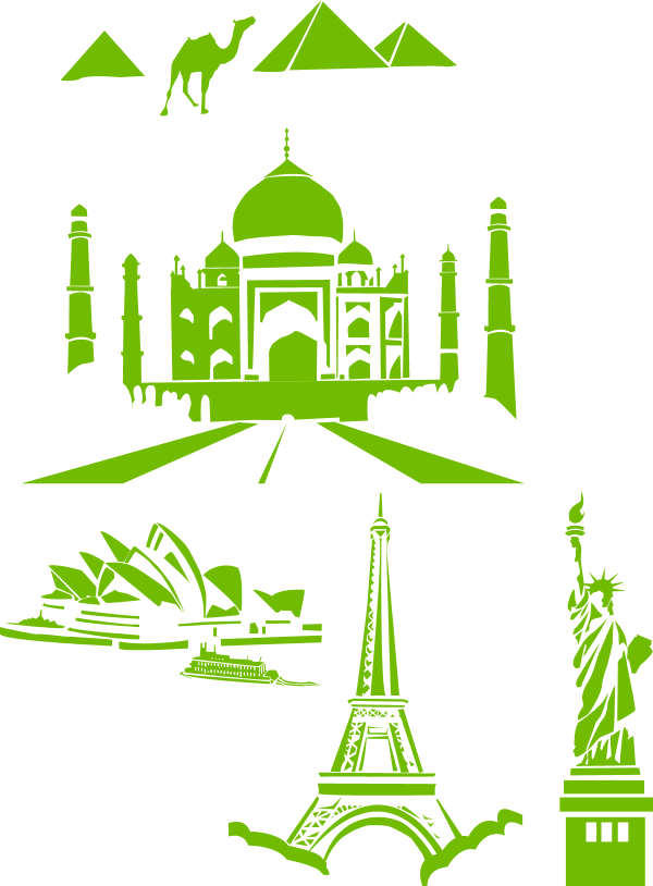 World Landmarks Egipt Paris Sydney Ny Taj Mahal - Taj Mahal Clipart Png (600x814), Png Download