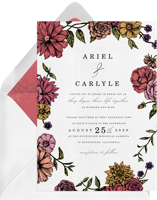 Romantic Floral Border By Wonderwed @greenvelope Floral - Floral Border Design Invitation (550x701), Png Download