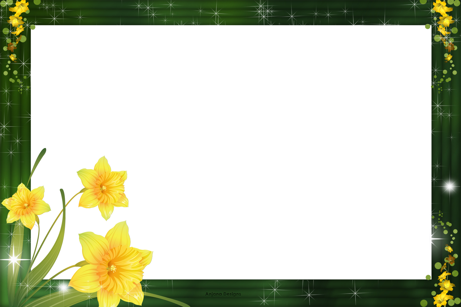 Bright Yellow Blooms Frame By Anjanadesigns - Lily Family (1500x1000), Png Download