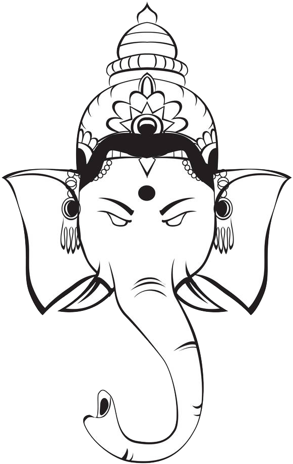 Ganesha Hinduism Deity Symbol Clip Art Black - Ganesh Clip Art Black White Png (628x1000), Png Download