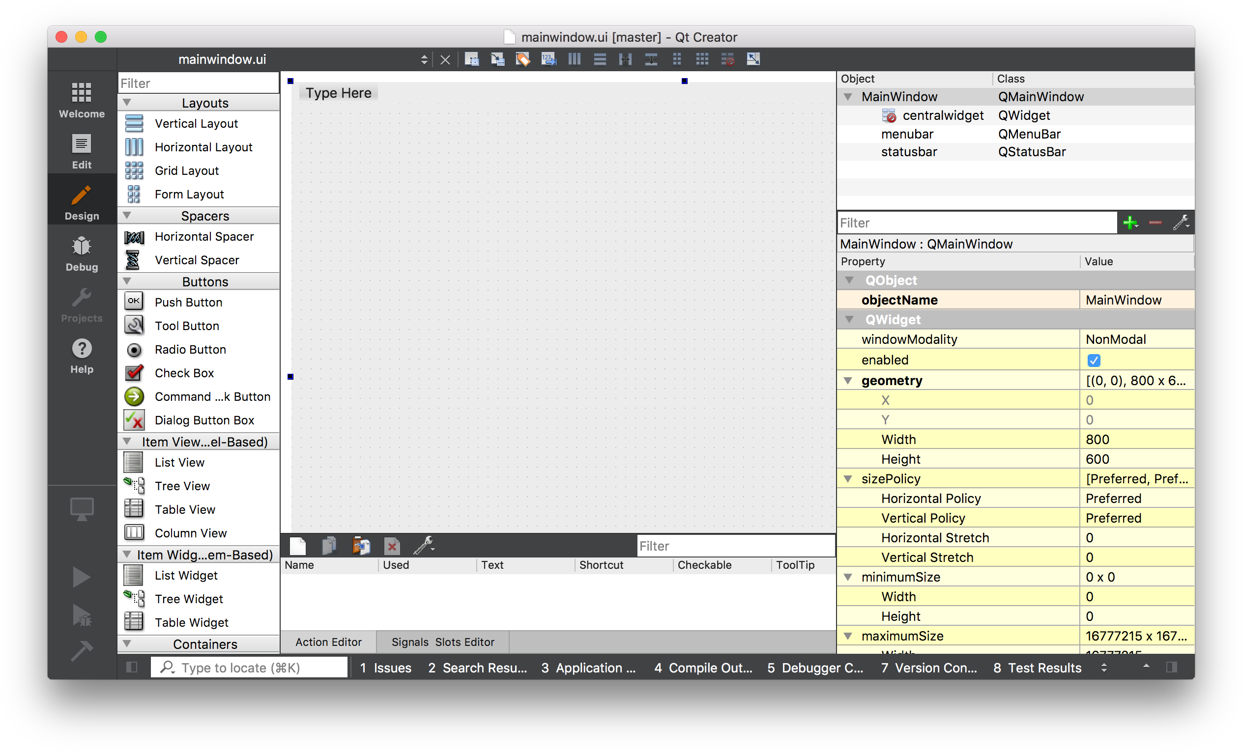 The Initial View Of The Created Main Window - Qtdesigner Macos (2558x1554), Png Download