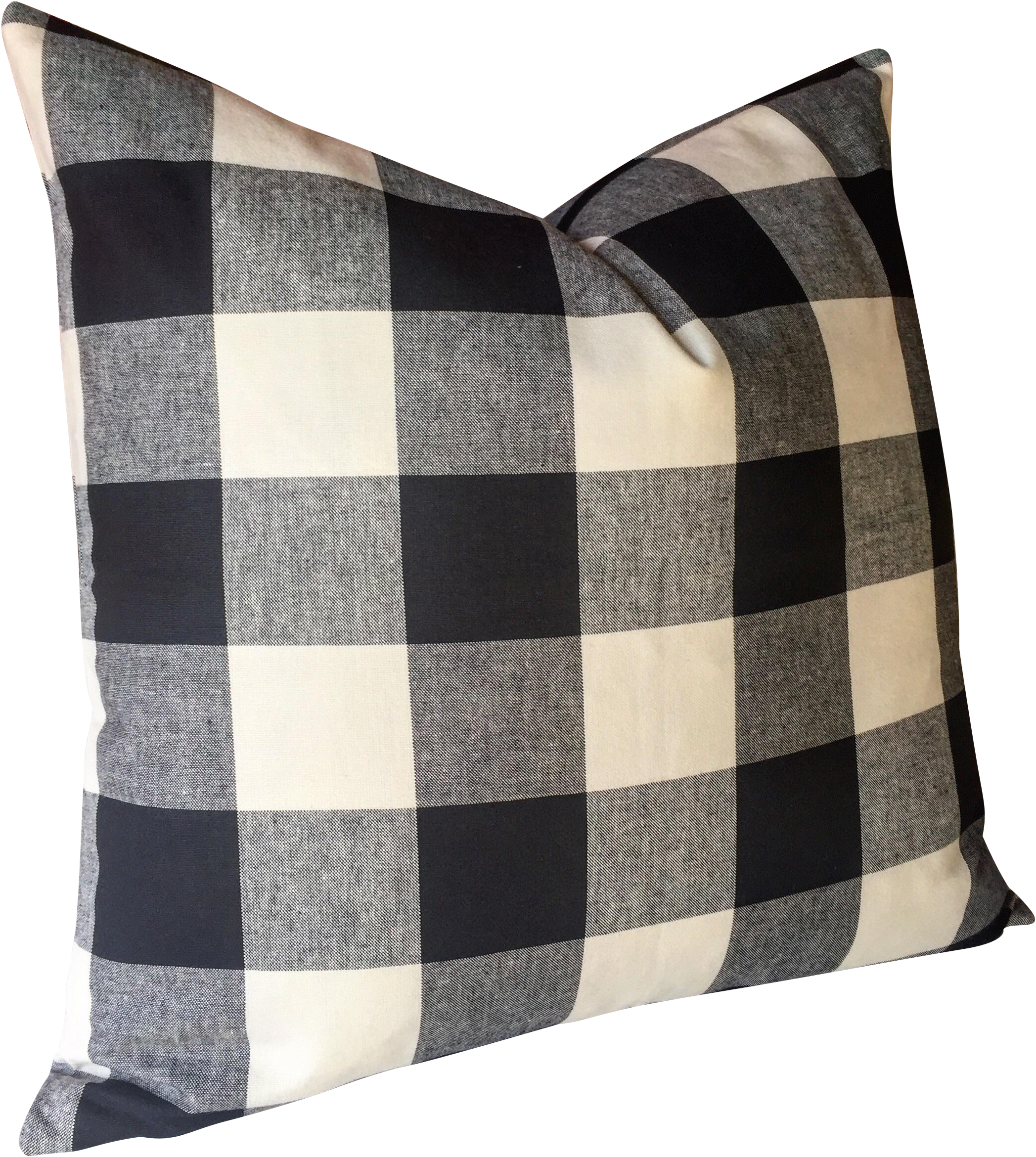 Black Ivory Woven Check Pillow Cover Chairish - Burberry Plaid (2327x2599), Png Download