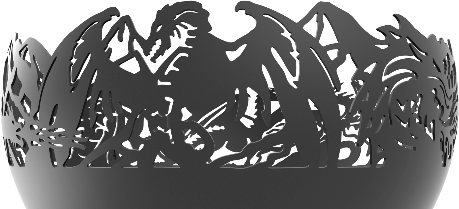 Dragons Fire Bowl On Sturdy Legs With Removable Ash - Monochrome (1600x800), Png Download