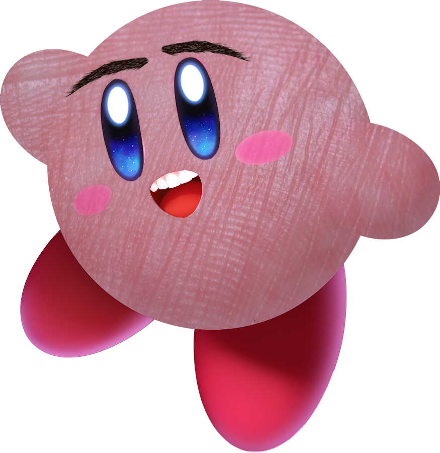 Kirby But With Skin Texture, Teeth, And Hairy Eyebrows - Red Kirby (875x900), Png Download