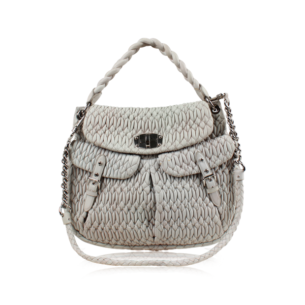 Miu Miu Off-white Matelassé Bag - Hobo Bag (620x620), Png Download