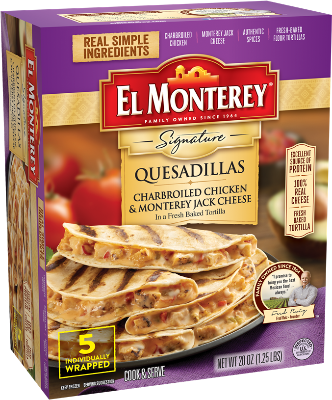 5ct Signature Charbroiled Chicken & Monterey Jack Cheese - El Monterey Quesadillas (700x832), Png Download