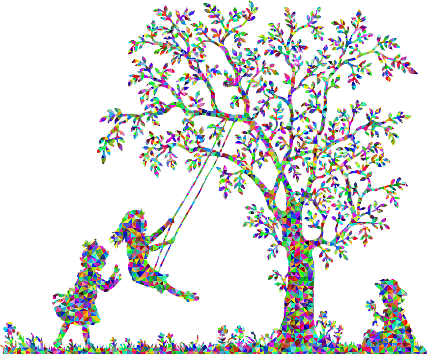 Three, Girls, Female, Kids, Children, Playing, Swing - Playing Background (869x720), Png Download