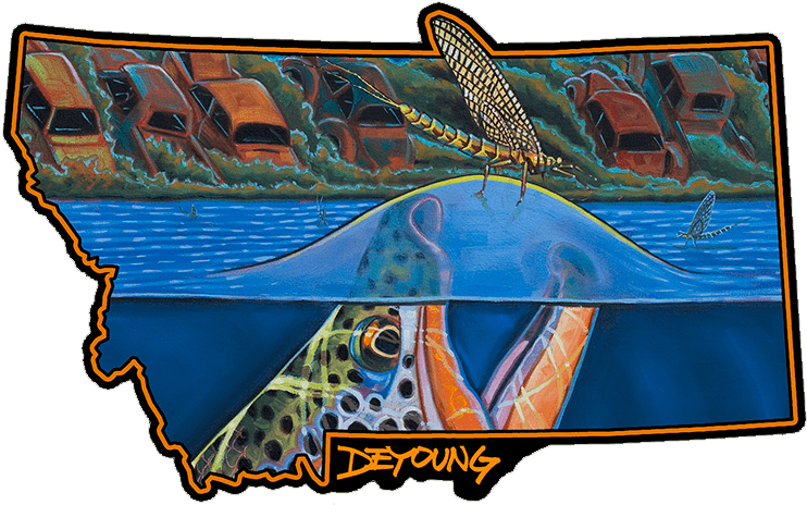 Derek Deyoung Harvest Moon Rising Montana Brown Trout - De Young Art Work (800x800), Png Download