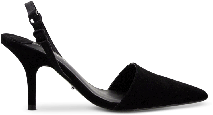 Elly Black Kid Suede Heels - Basic Pump (1000x591), Png Download