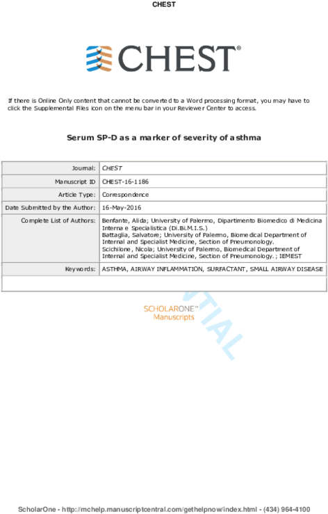 Serum Sp-d As A Marker Of Severity Of Asthma - American College Of Chest Physicians (600x776), Png Download