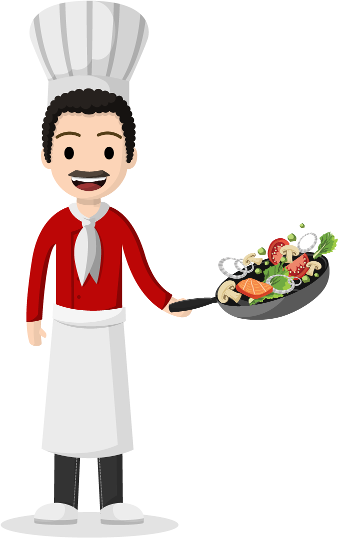 Job Character 1 Job Character 2 Job Character 3 Job - Chef Flat Design Png (1176x1424), Png Download