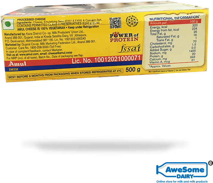 Amul Cheese Block Buy Processed Cheese Online Png India - Box (800x800), Png Download