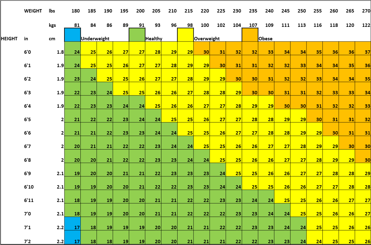 Download By Size - 6 1 Bmi Chart (1213x811), Png Download