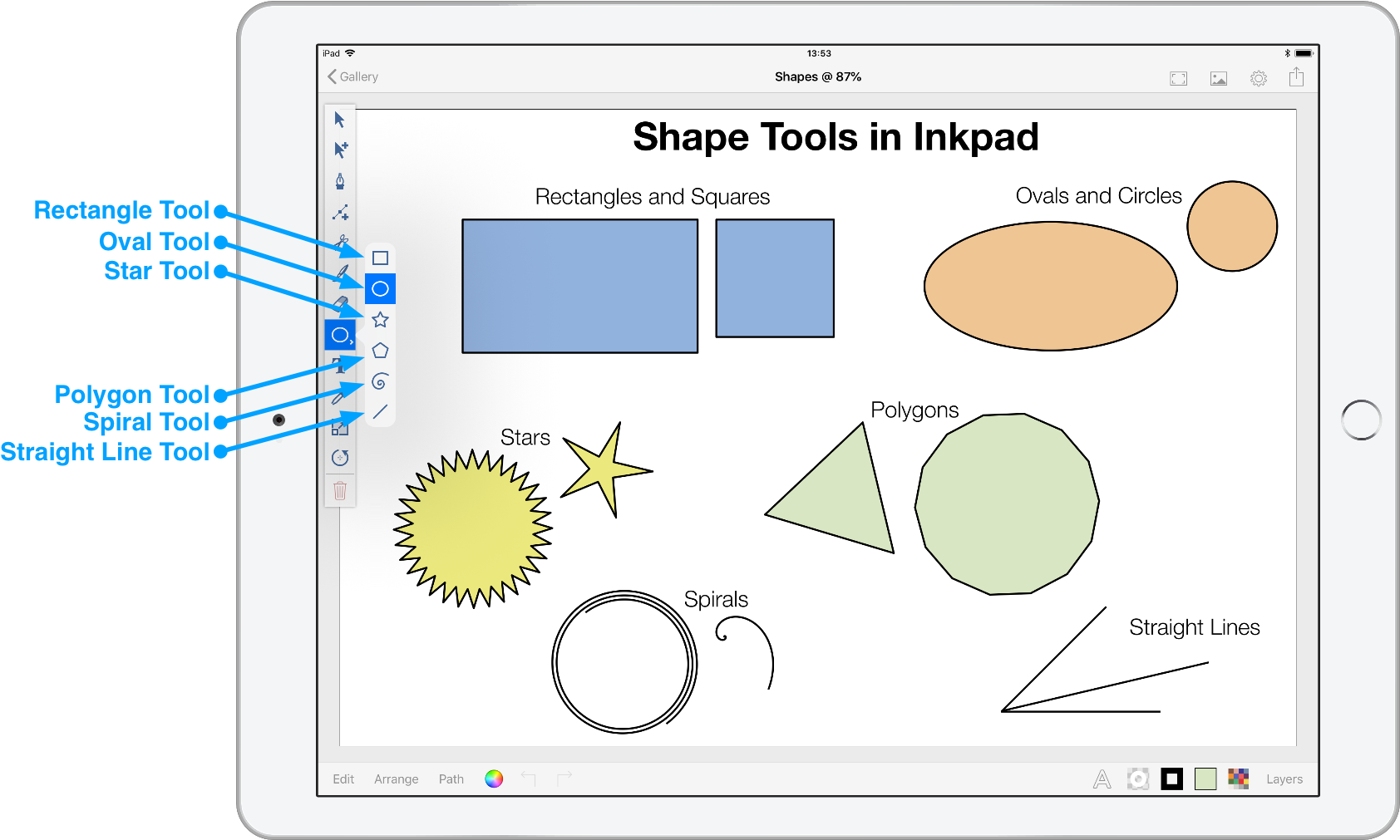 Inkpad Shape Tools Menu - Circle (2000x1010), Png Download