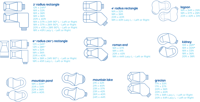 Inground Swimming Pool Shapes And Designs - Diagram (850x449), Png Download