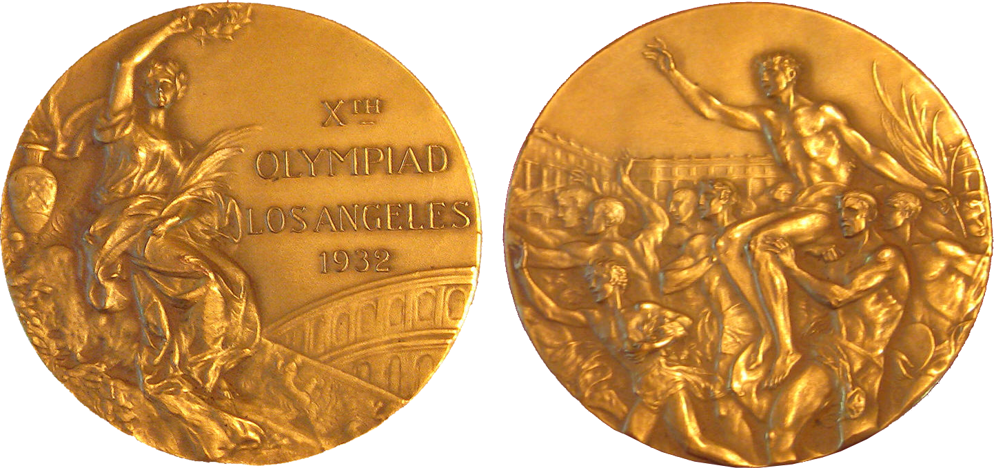 1932 Los Angeles Gold, Silver, Bronze Medals - Coin (1442x679), Png Download