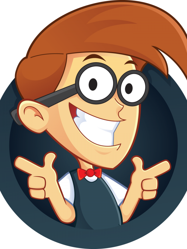 Free Nerd Geek With Two Gun Finger Gesture People High - Reading Book Clipart Png (600x800), Png Download