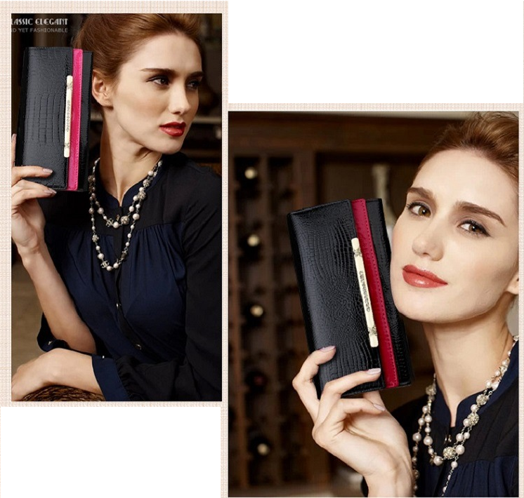 A4042 Classy Rhinestone Alligator Embossed Genuine - Girl (746x710), Png Download