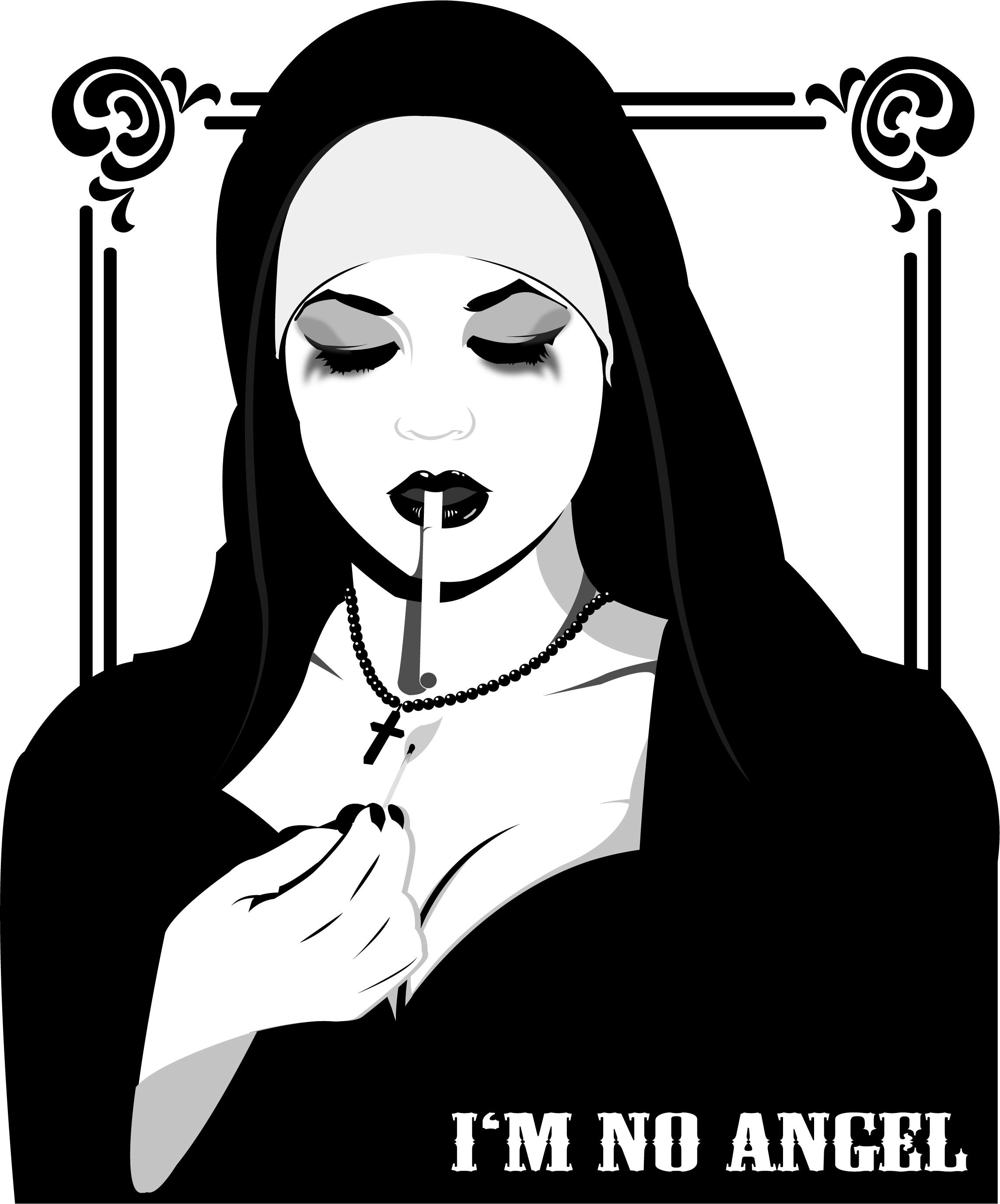 I'm No Angel - Smoking Nun Shirt (2286x2752), Png Download
