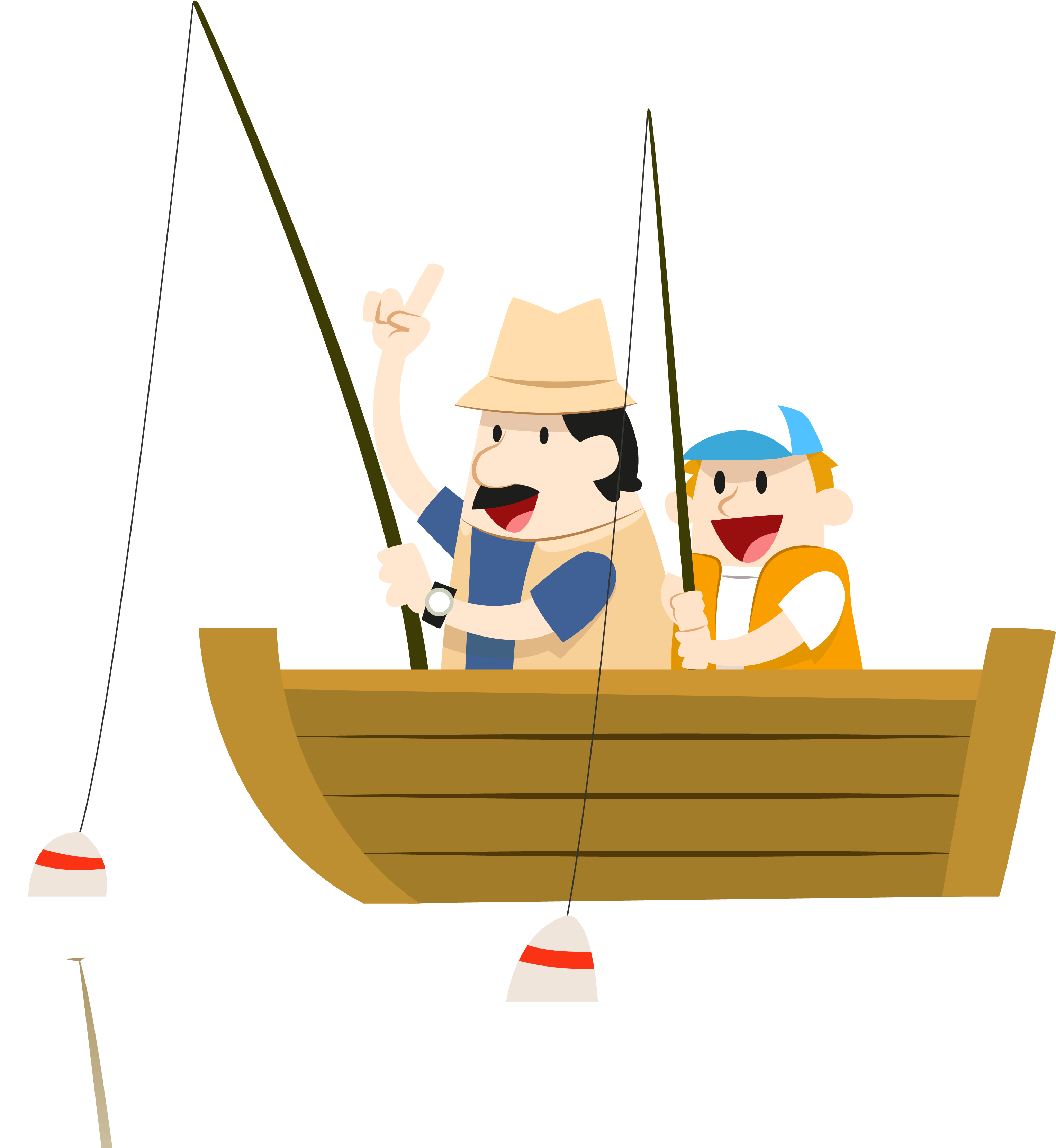 Fishing Boat Clipart Father And Son - Fishing Boat Animation Png (4393x4260), Png Download