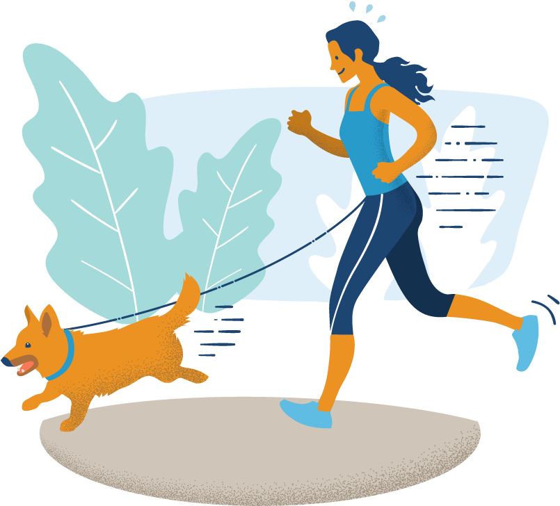 Jogging With Doggie - Dog Catches Something (998x749), Png Download