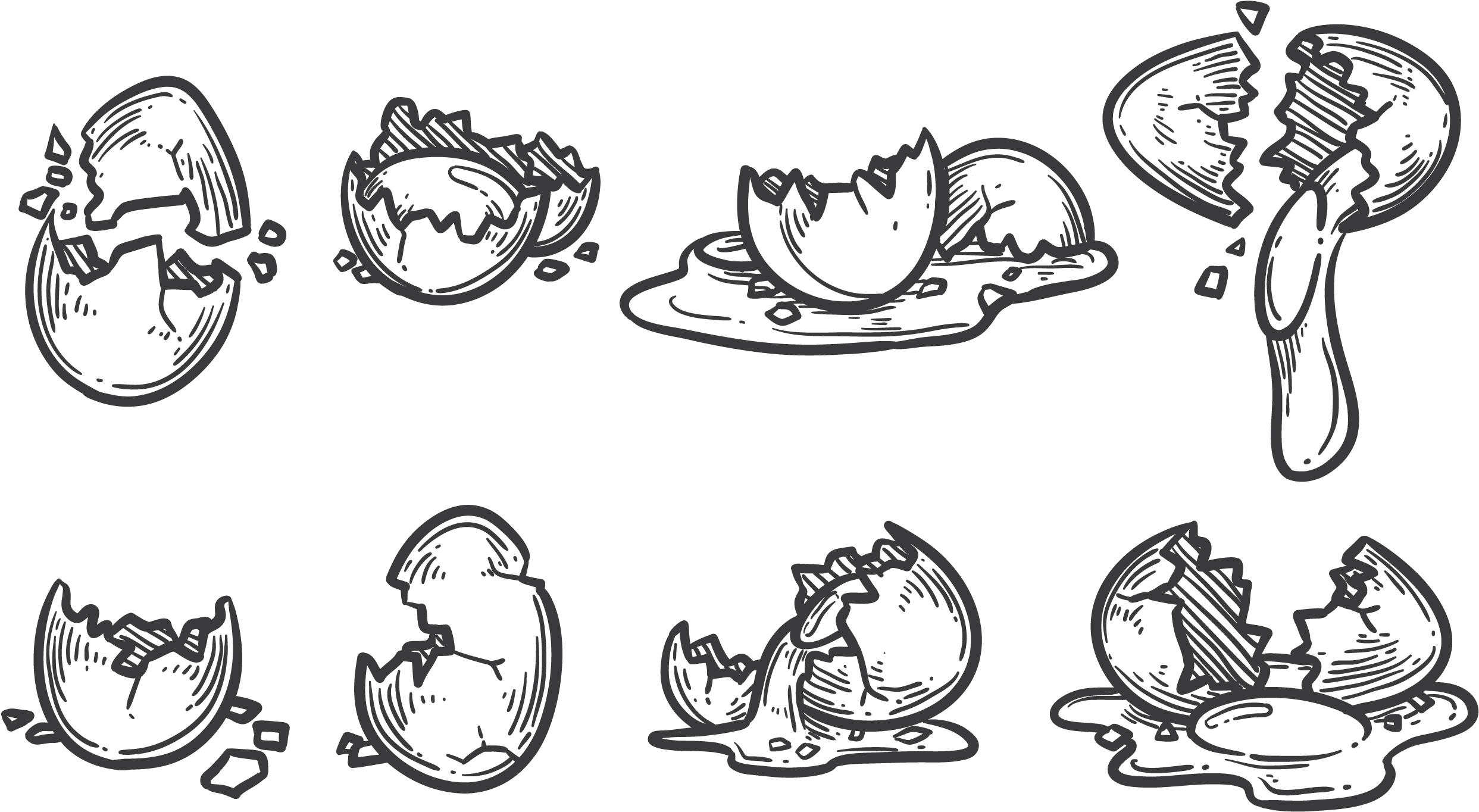 Defekter Ei Ikonen Vektor - Egg Break Drawing (2800x1730), Png Download