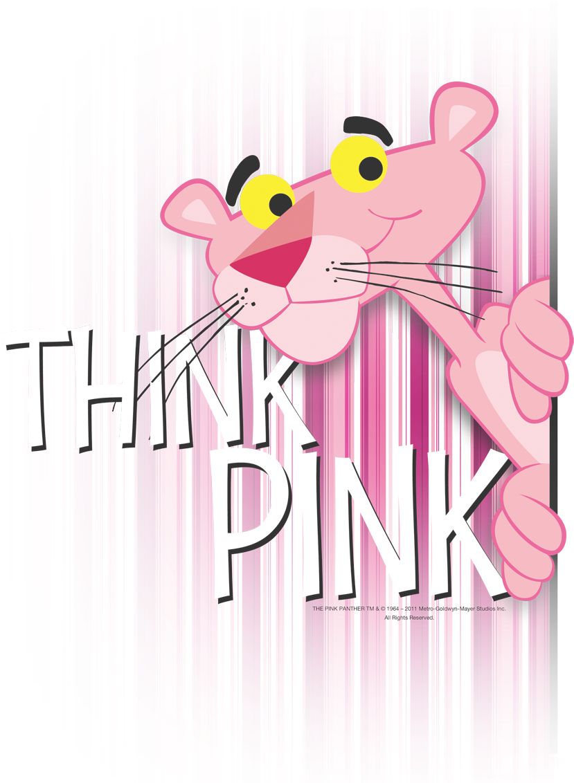 Pink Panther Think Pink Juniors T-shirt - Pink Panther (864x1131), Png Download