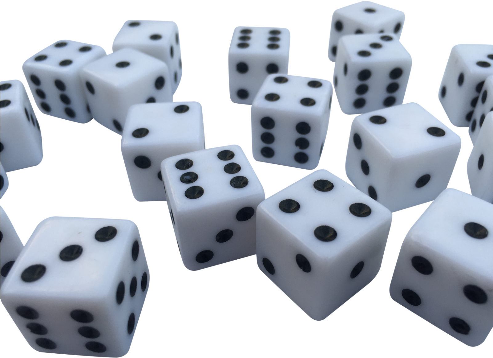 20 X Large Casino Style Six Sided White Dice 19mm Craps - Dice Game (1600x1200), Png Download