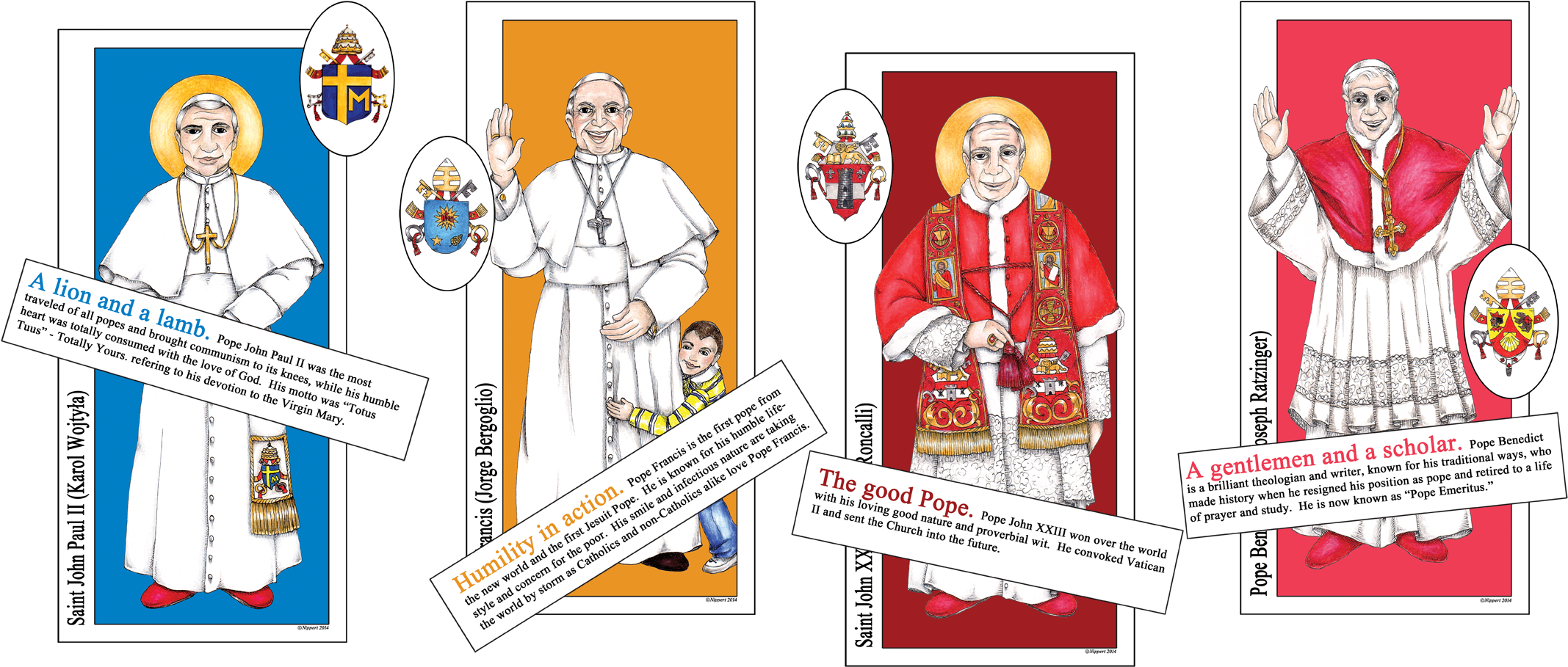 Pope Bulletin Board Set Ii Pope Benedict Xvi, Pope - Cartoon (2160x982), Png Download