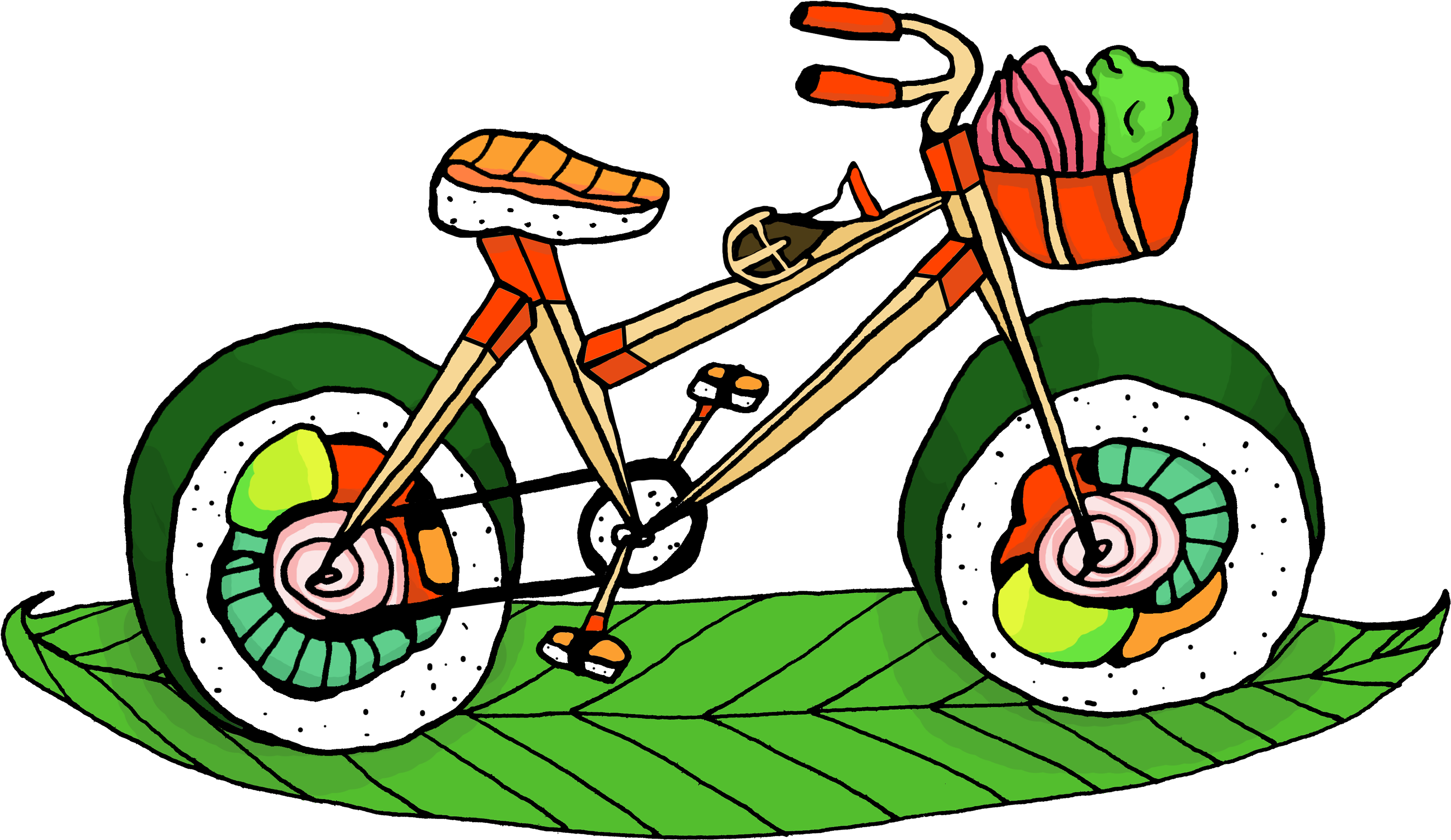 Sushi Roll - Sushi On A Bike (3840x2469), Png Download