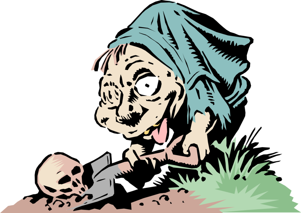 Vector Illustration Of Deformed Hunchback Digs With - Hunchback Gravedigger (988x700), Png Download