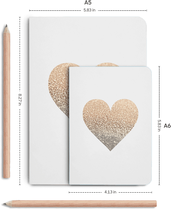 Dailyobjects Gatsby Gold Heart A5 Notebook Plain Buy - Heart (600x700), Png Download