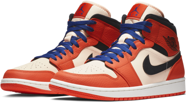 Air Jordan 1 Mid Se 'team Orange' - Jordan 1 Mid Orange (600x600), Png Download