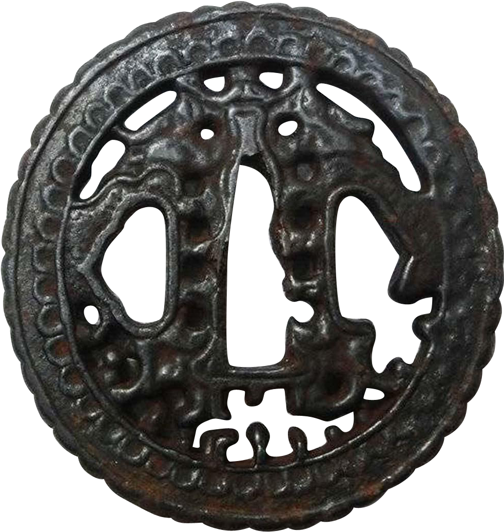 This Japanese Antique Edo Real Samurai Tsuba Or Sword - Crankset (1034x1034), Png Download
