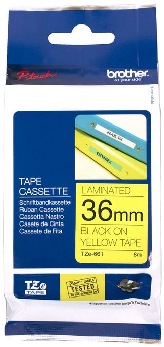 Brother Tze-661 36mm Black Text On Yellow Tape - Brother Tape Tze 231 (706x706), Png Download