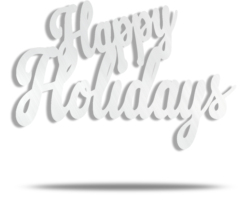 Happy Holidays Text Metal Wall Art - Happy Holidays White Png (1024x1024), Png Download