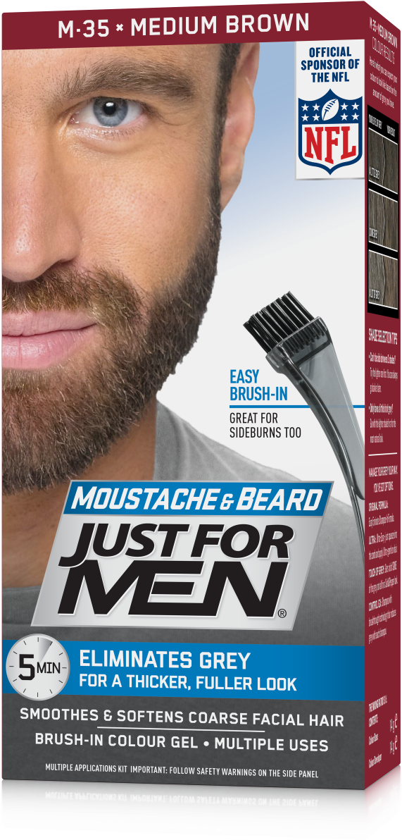 Just For Men Mustache And Beard (600x1200), Png Download