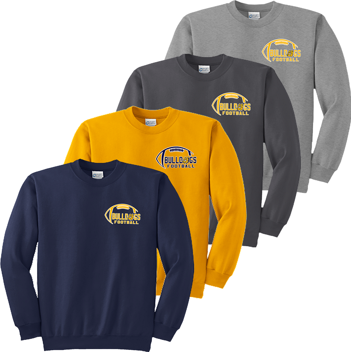Bulldog Football Crewneck - Long-sleeved T-shirt (1200x1200), Png Download