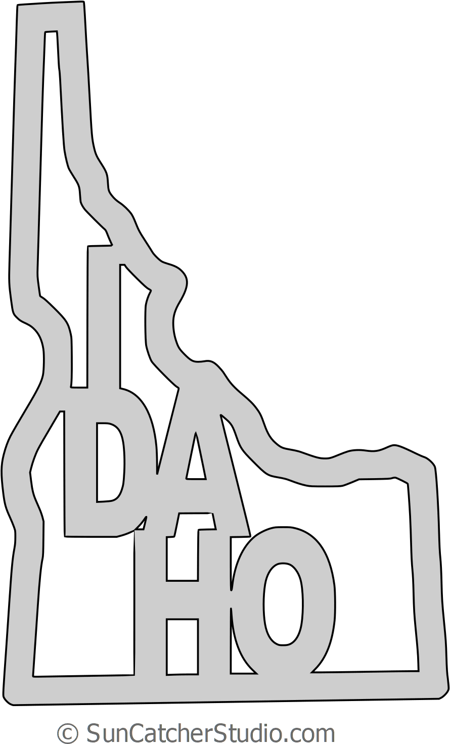 Idaho Map Shape Text, Outline Scalable Vector Graphic - Line Art (915x1500), Png Download
