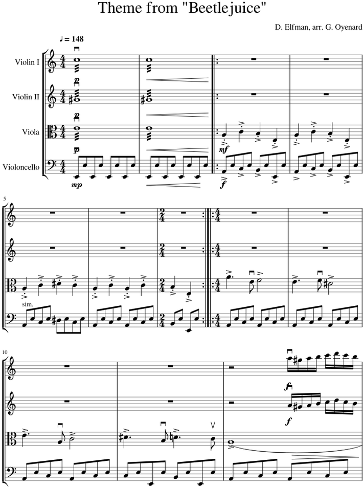 Theme From "beetlejuice" Sheet Music For Violin, Viola, - Don T Forget Deltarune Sheet Music (850x1100), Png Download