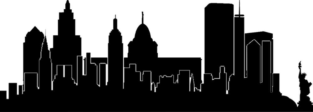 Pvd Nyc - Blue Cityscape Silhouette Png (1000x359), Png Download