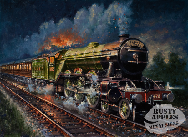 Flying Scotsman Train At Dusk (rn) - Locomotive (600x600), Png Download