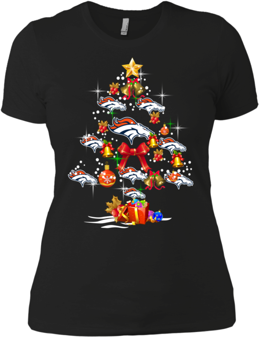 Denver Broncos Christmas Tree Boyfriend T-shirt - Denver Broncos (1155x1155), Png Download