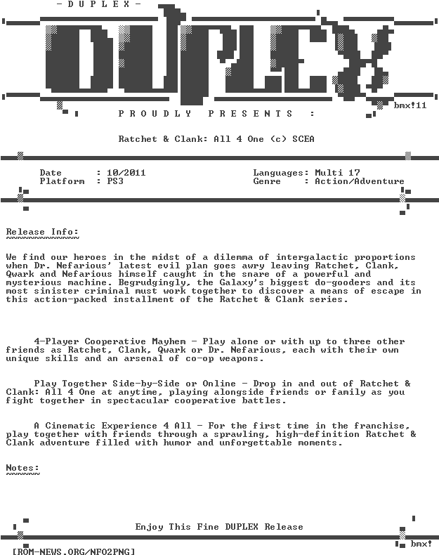 Ratchet - And - Clank - All - 4 - One - Ps3-duplex - Playstation 4 (632x804), Png Download